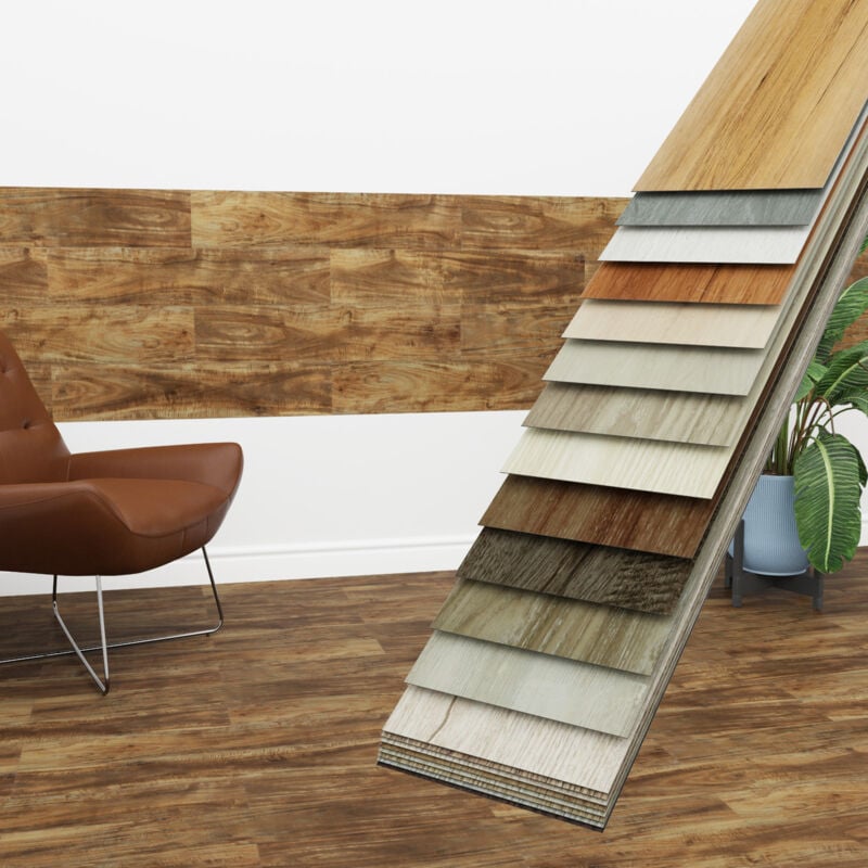 Hexim - Vinyldielen 0,97m² selbstklebend pvc Wandverkleidung Bodenbelag Holzoptik 91x15cm Paneele: 7 Dielen / 0.97 m², 5401-4 Rustic Walnut