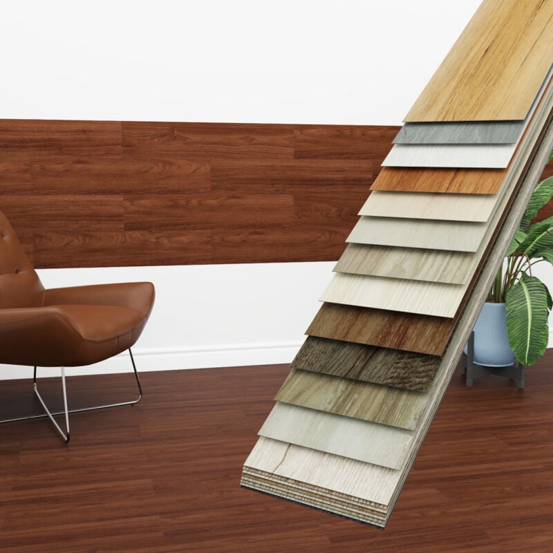 HEXIM Vinyldielen 0,97m² selbstklebend PVC Wandverkleidung Bodenbelag Holzoptik 91x15cm Paneele: 7 Dielen / 0.97 m², W59 Classic Walnut