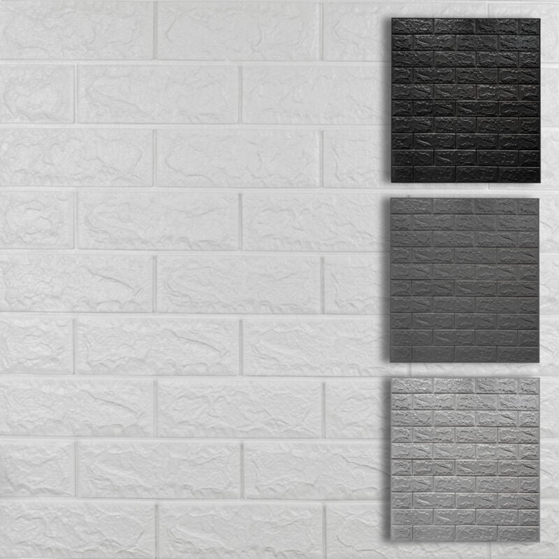 Hexim - 3D Wandpaneele selbstklebend 1qm / 2 Stück, Steinoptik xpe Kunststoff Ziegel Tapeten 77x70 cm: 2 Paneele / 1.06 m², Weiß