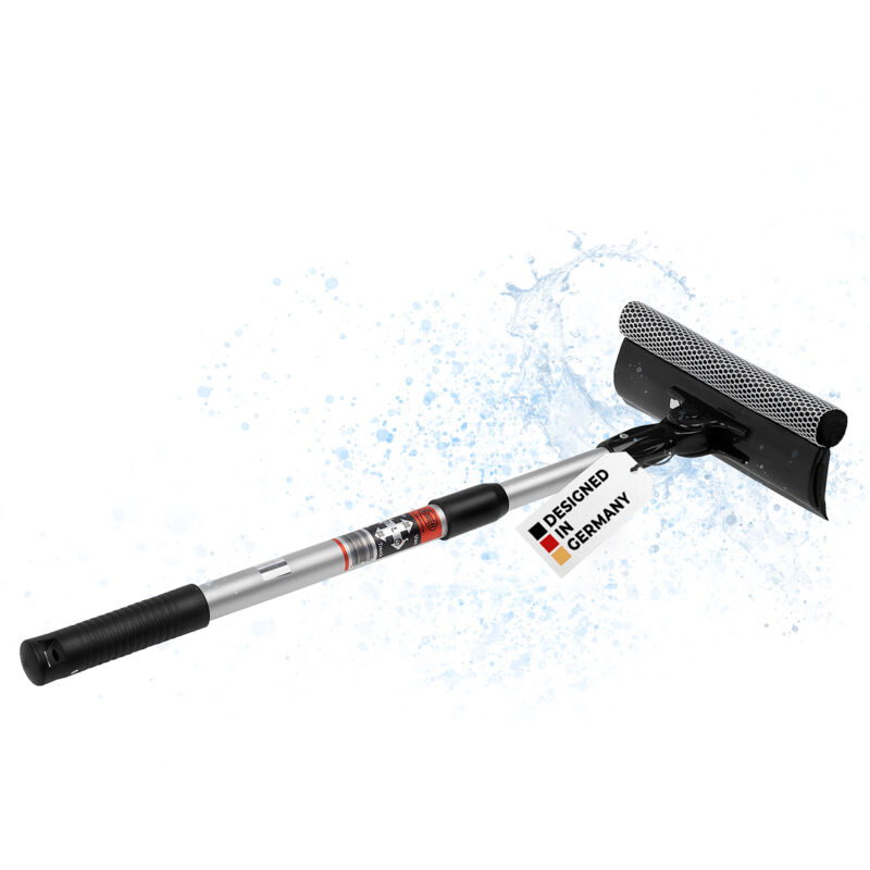 HEYNER® Premium Scheibenreiniger Alu I 20x80 faltbar+Teleskop Auto Scheibenreiniger Fensterabzieher Windschutzscheiben AbzieherAlu-Teleskop + Schwamm