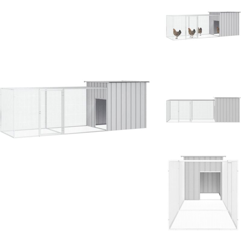 Hühnerkäfig Grau 300x91x100 cm Verzinkter Stahl - Huhnendrahtzaun - Geflügelhaus - Hühnergehege - Vogelvoliere - Tierheim