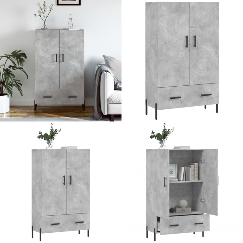 Highboard Betongrau 69,5x31x115 cm Holzwerkstoff - Sideboard - Hochschrank - Wohnzimmermöbel - Holz Sideboard - Moderner Schrank - Home & Living