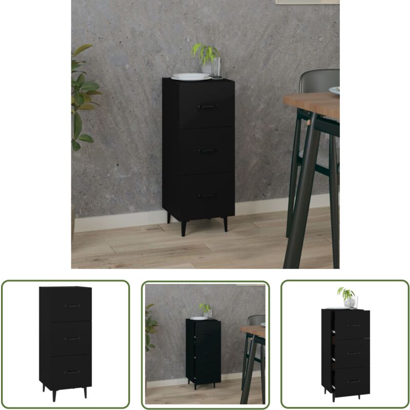 The Living Store Sideboard Schwarz 34,5x34x90 cm Holzwerkstoff - Schreibtisch - Wohnzimmermöbel - Sideboard Schwarz - Holz Sideboard - Regal