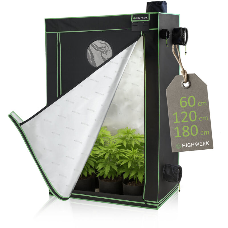 Highwerk - Growzelt 60 x 120 x 180 cm, indoor Grow tent, schwarz grün, Homegrow, Growschrank, Pflanzenzelt
