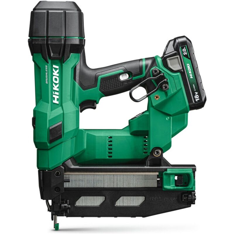 HiKOKI Akku-Stiftnagler 18 V Brushless, Akku Stiftnagler (0°) für 16 Gauge/1,4 x 1,65 mm Stiftnägel, incl. 2x Akku 2 Ah, Ladegerät, Zubehör, Koffer