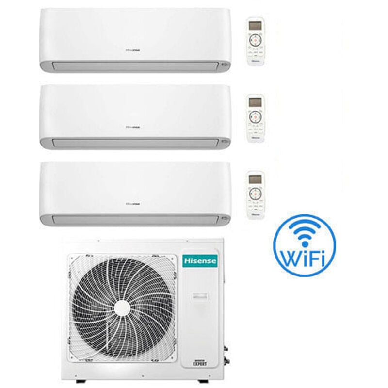 Hisense Energy Pro Plus (Hi Energy) Wifi R32 Trial Split Inverter 9000 + 9000 + 9000 BTU Klimaanlage mit E.U. 3AMW62U4RJC Klasse A++/A+