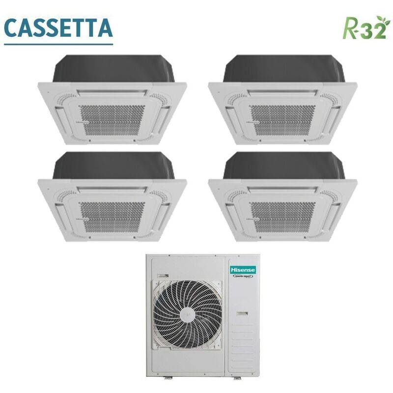 Quadri Split-Kassetten-Klimagerät 9+9+9 mit 5AMW125U4RTA R-32 9000+9000+9000 mit Standard-Fernbedienung und Panel im Lieferumfang - Hisense