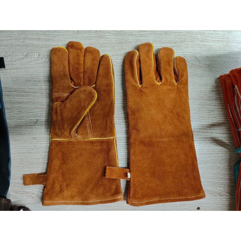 Hitzebeständige Handschuhe, 35 cm, Braun – für Holzöfen, Mehrstofföfen, Pizzaöfen, Grills, Einheitsgröße