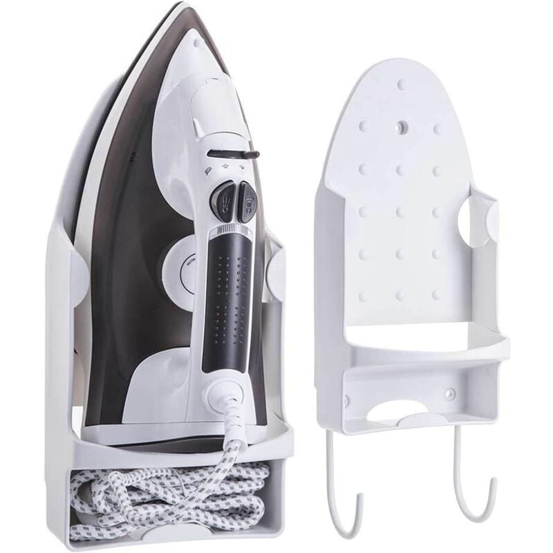 Hitzebeständiges Bügeleisen-Wandhalterungsgestell mit Haken, Organizer für elektrische Bügeleisen für Schrank und Hotel, Wäschezubehör