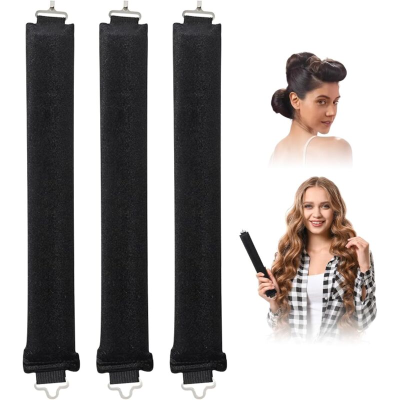 Hitzefreie Locken, 3 Stück weiche Samt-Haarlocken, hitzefreie Locken, hitzefreie Locken, DIY-Lockenwickler ohne Hitze für langes, kurzes, glattes