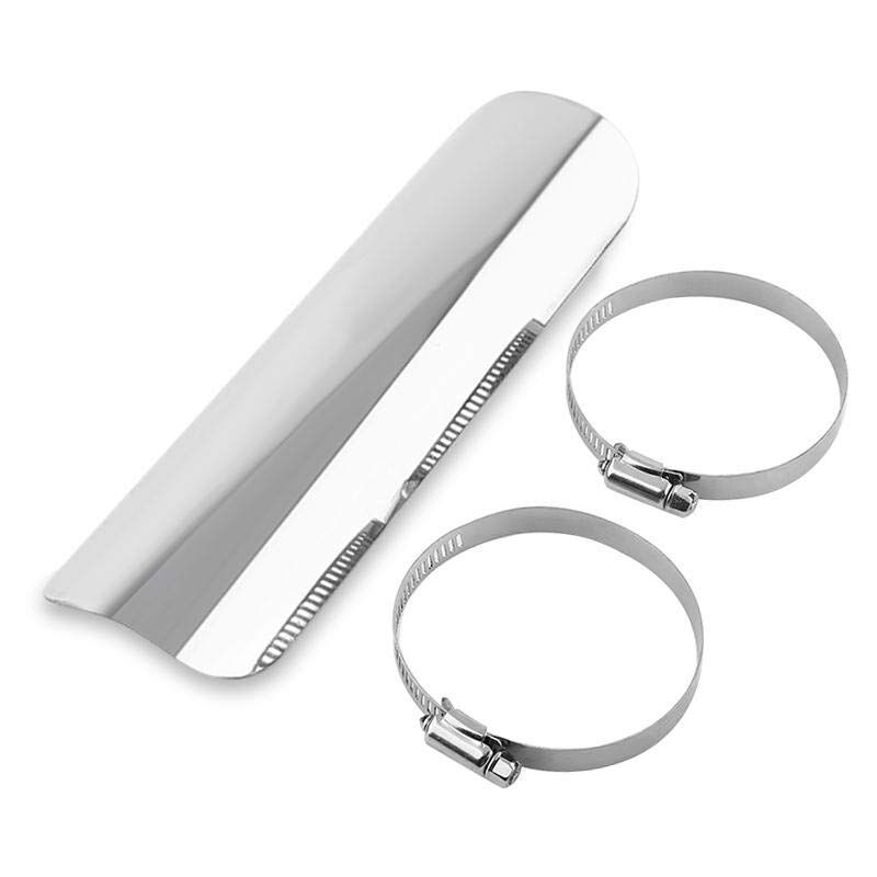 Hitzeschutzblech Auspuff Motorrad, Qiilu Motorrad Hitzeschild, Universal Motorrad Auspuff Hitzeschild Muffler Staight Cover(Silber)