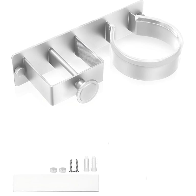 Hitzeschutzwand für Glätteisen aus Edelstahl – Silberfarbener Wandhalter für Haartrockner, Lockenstab und Glätteisen, Badezimmer-Organizer für