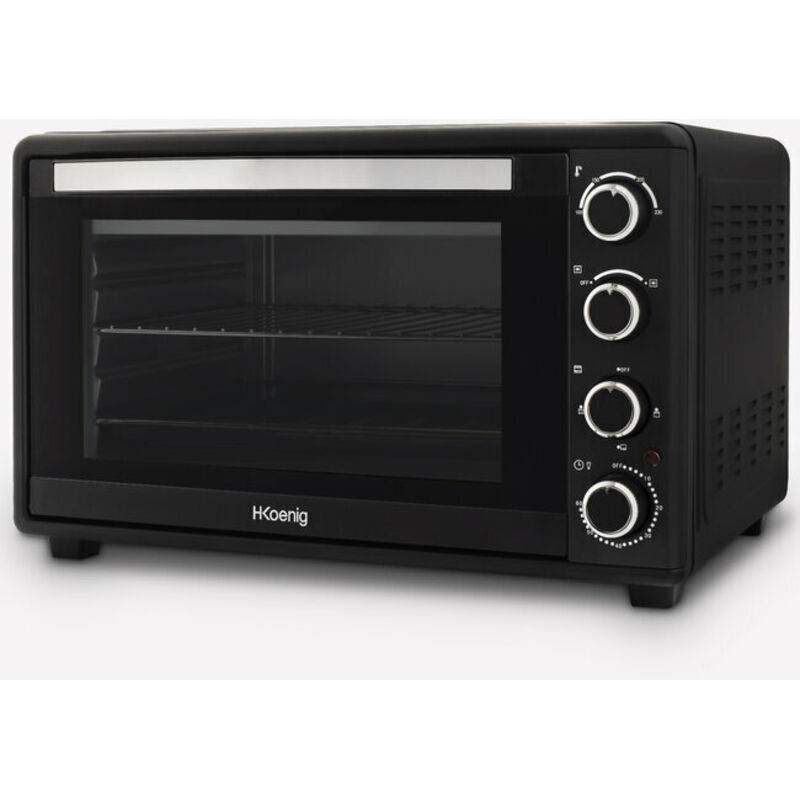 HKoenig FO25 Elektrischer Tischofen, Kochfeld, 25 Liter Kapazität, 1500 W, 4 Modi, Temperatur bis 230°C, Zeit bis 60 Minuten, Thermostat, Edelstahl,