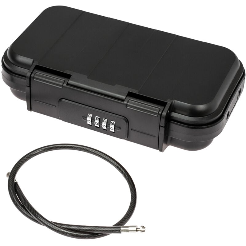 HMF 318-02 Tragbarer Safe mit Zahlenschloss, wasserdichter Mini Tresor mit Drahtseil, 23,5 x 14,5 x 5,8 cm