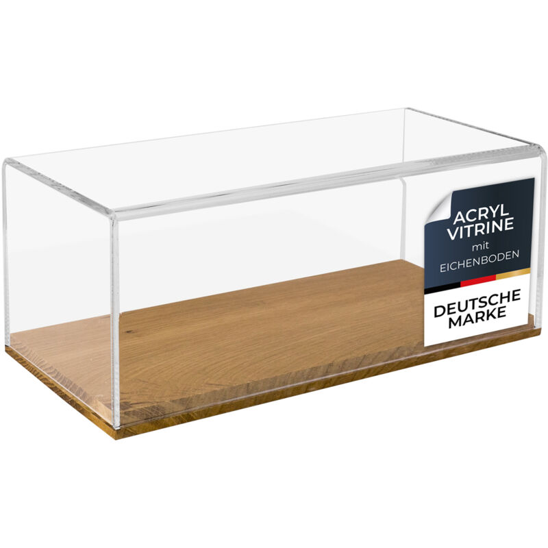 HMF 46874 Acryl Vitrine mit Holzsockel für Modellautos, 34 x 16 x 14 cm