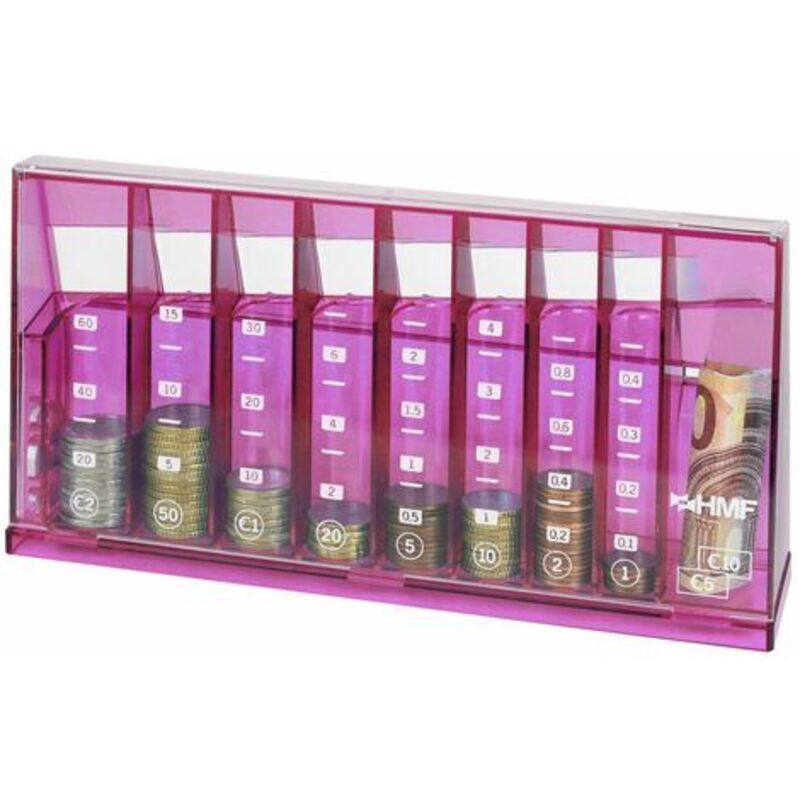 HMF - 4710-15 Münzsortierer Spardose, 24 x 12 x 5 cm, pink