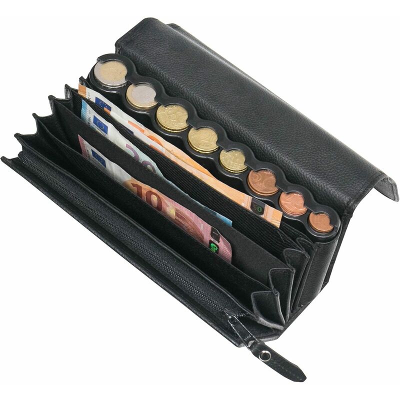 48830-02 Kellnerbörse Euro-Münzsortierer Tragegurt, 20,5 x 10 x 7 cm, Kellnertasche, Portemonnaie, Leder - HMF