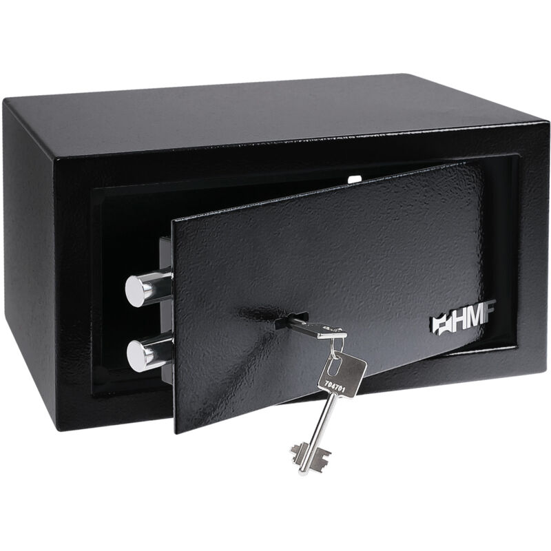 HMF - 49217-02 Safe Tresor mit Schlüssel, Möbeltresor, 31 x 17 x 25 cm, Schwarz
