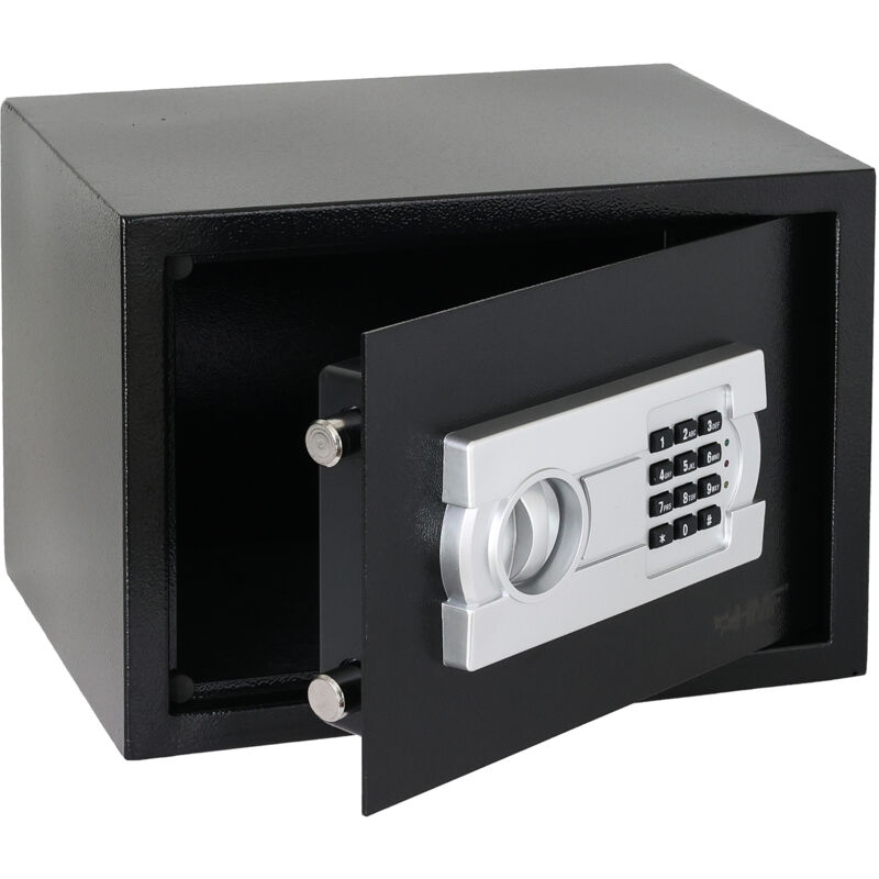HMF Safe Tresor für Zuhause, Hotel oder Büro, Möbeltresor mit Zahlenschloss für DIN A4 Dokumente, 35 x 25 x 25 cm, Schwarz