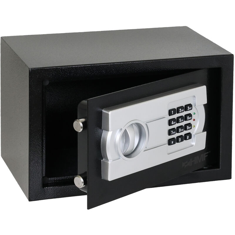 HMF Safe Tresor für Zuhause, Hotel oder Büro, Möbeltresor mit Zahlenschloss für DIN A5 Dokumente, 31 x 20 x 20 cm, Schwarz