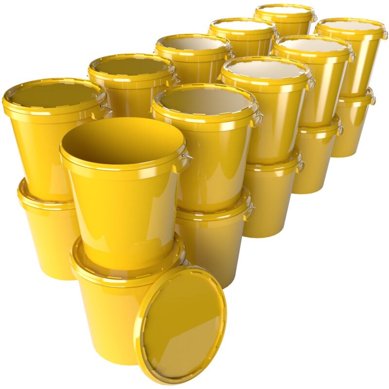 20x Hobbock Eimer mit Deckel 31,5 l, Lebensmittelecht Gelb