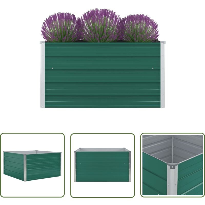 The Living Store Hochbeet 100 x 100 x 45 cm Verzinkter Stahl Grün - Hochbeet - Gartenmöbel - Balkonpflanzen - Gemüsegarten - Stahltanks