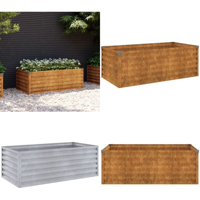 Hochbeet 100x50x36 cm Cortenstahl - Cortenstahl Hochbeet - Rostschutz - Gartendekoration - Balkonbepflanzung - Pflegeleicht - Home & Living
