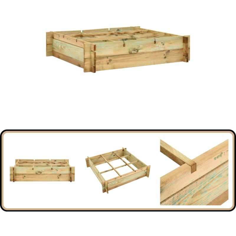 Hochbeet 90 x 90 x 20 cm Imprägniertes Holz - Hochbeet - Gartenmöbel - Holzhäuser - Blumenerde - Gartengeräte