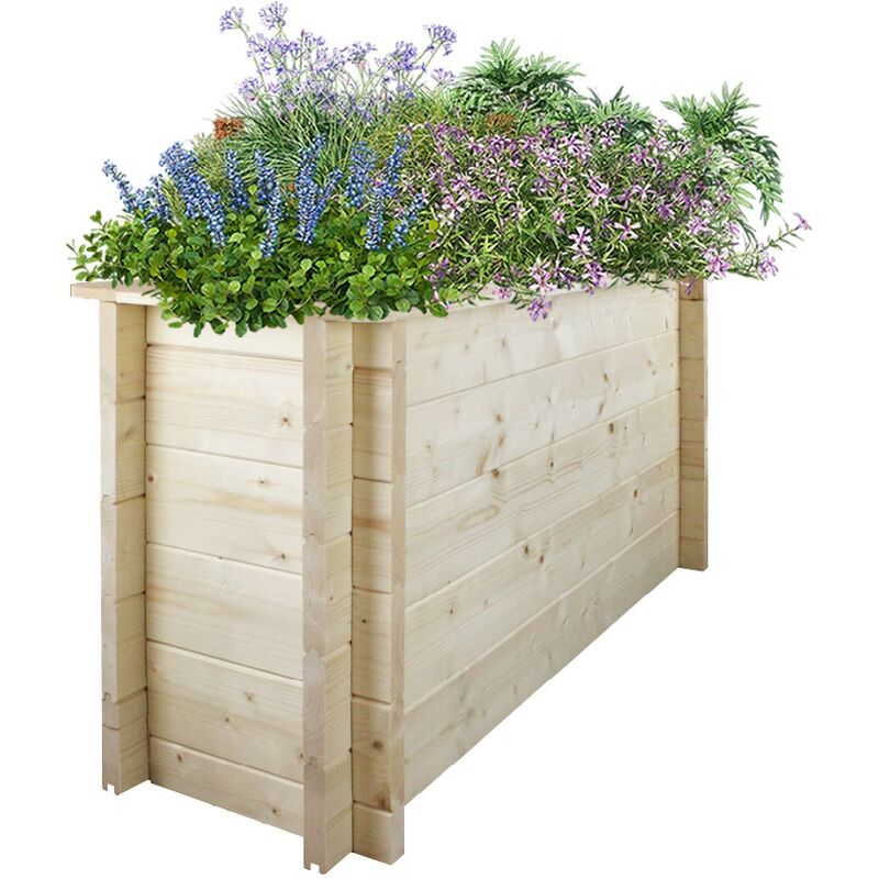 Hochbeet aus Holz - 118x38xH57 cm - Kübel für den Außenbereich für Garten, Balkon, Terrasse - Kübel aus Holz für Blumen, Gewürze, Gemüse- solid 28 mm