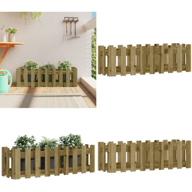 Vidaxl - Hochbeet Lattenzaun-Design 100x30x30 cm Kiefernholz Imprägniert - Holz Hochbeet - Kiefernholz Hochbeet - Imprägniertes Holz - Gartengefäß