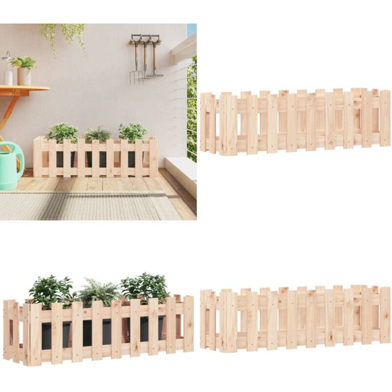 Vidaxl - Hochbeet Lattenzaun-Design 100x30x30 cm Massivholz Kiefer - Holz Hochbeet - Kiefern Hochbeet - Hochbeet Mit Lattenzaun Design - Gartengefäß