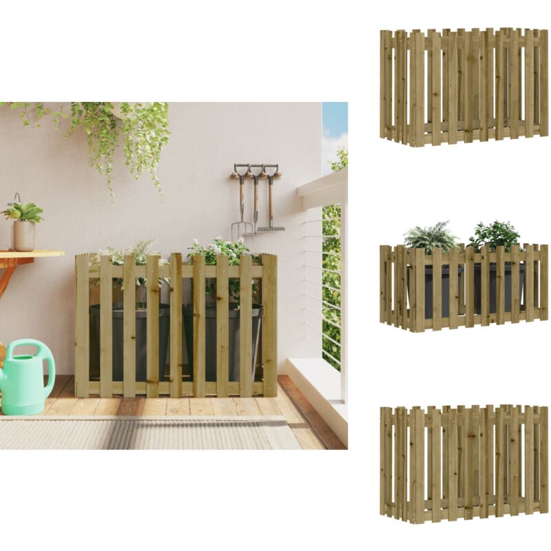 Hochbeet Lattenzaun-Design 100x50x70 cm Kiefernholz Imprägniert - Hochbeet - Holzhäuser - Gartengeräte - Blumenerde - Pflanzenschutz