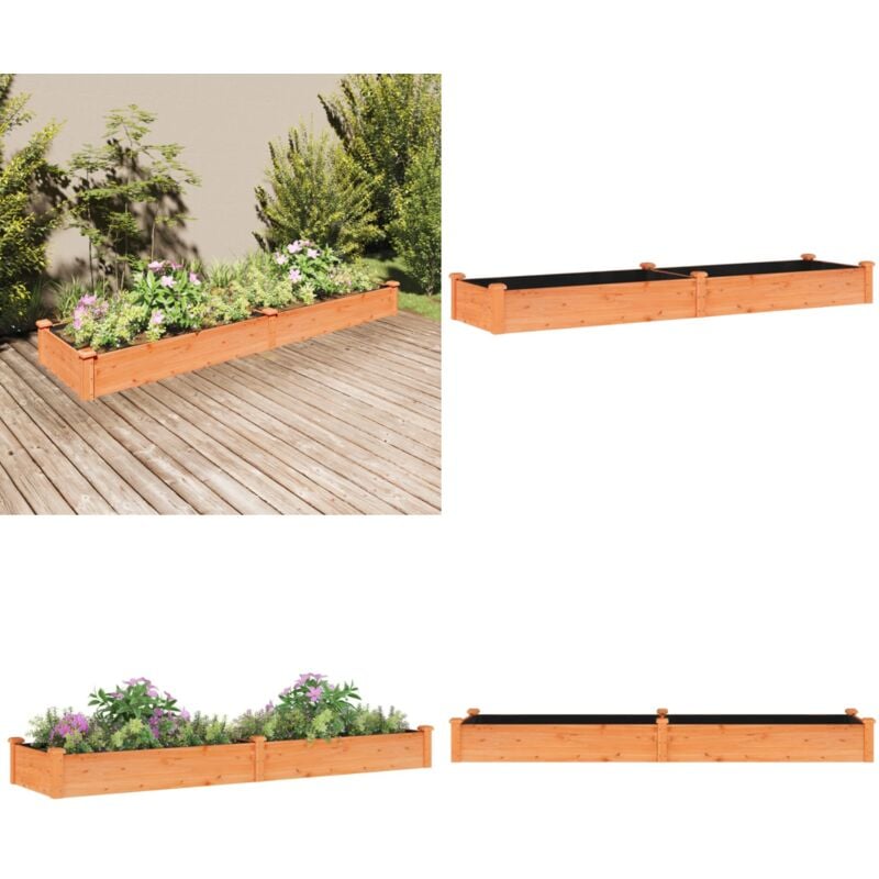 Hochbeet mit Einsatz Braun 240x60x25 cm Massivholz Tanne - Holz Hochbeet - Garten Hochbeet - Tannenschnitt - Gemüsegarten - Blumengarten - Home &