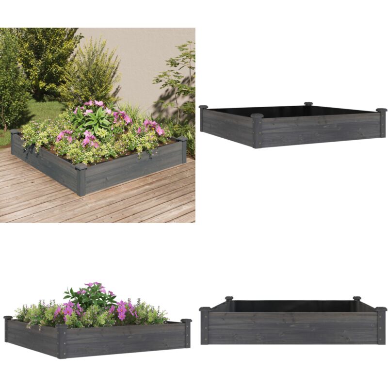 Vidaxl - Hochbeet mit Einsatz Grau 120x120x25 cm Massivholz Tanne - Holz Hochbeet - Tannenschnitt - Gartenbeet - Hochbeet Mit Einsatz