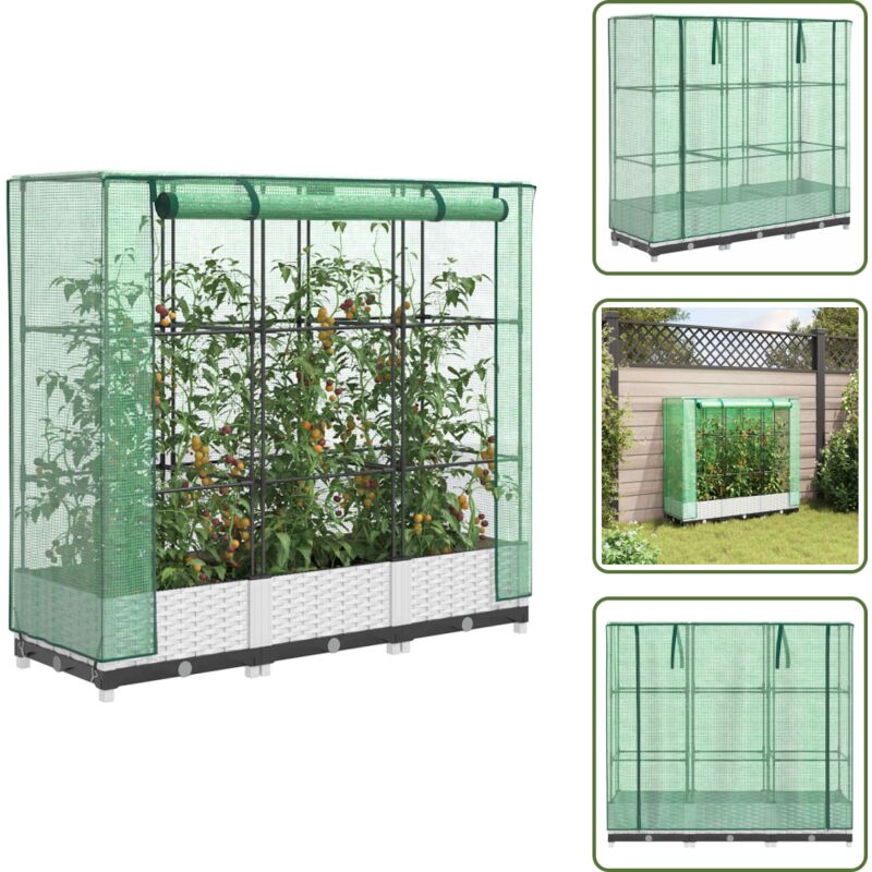 Hochbeet mit Gewächshaus-Aufsatz Rattan-Optik 120x40x123 cm - Hochbeet - Hochbeete - Garten Hochbeet - Pflanzbeet