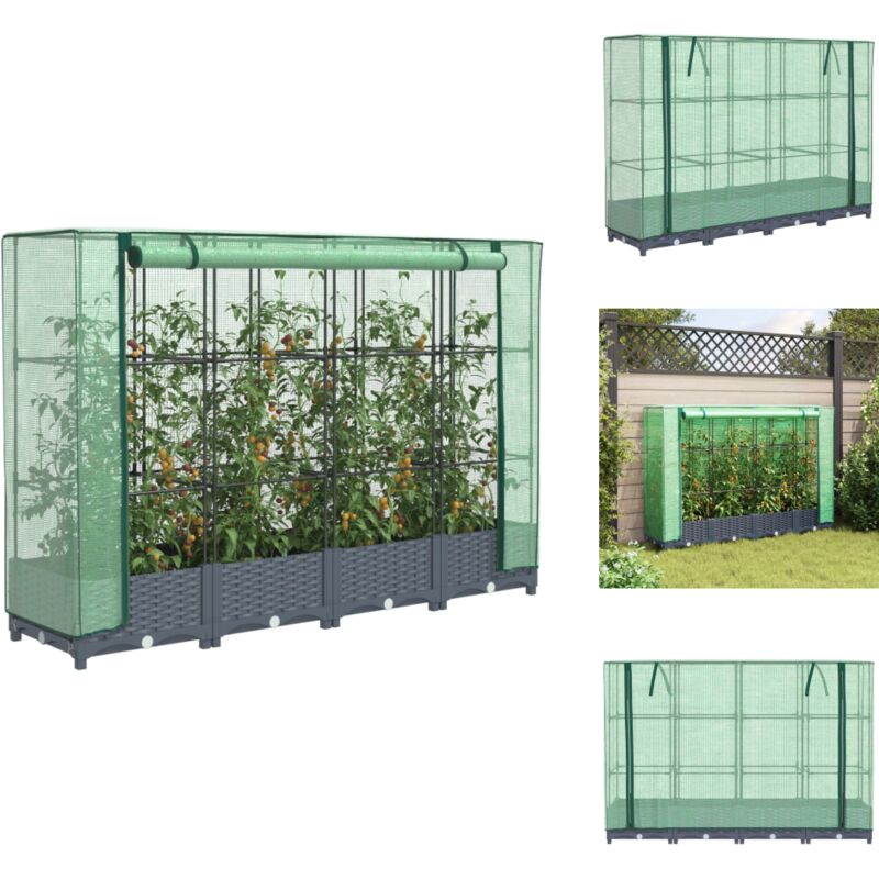 Hochbeet mit Gewächshaus-Aufsatz Rattan-Optik 160x40x123 cm - Hochbeet - Hochbeete - Garten Hochbeet - Pflanzbeet