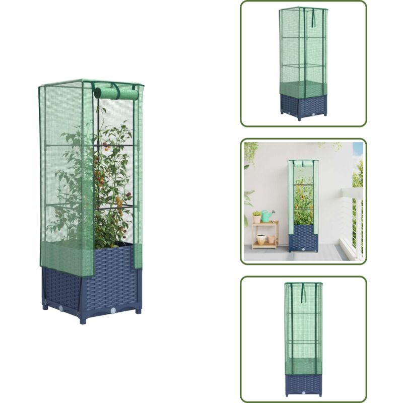 Hochbeet mit Gewächshaus-Aufsatz Rattan-Optik 40x40x139 cm - Hochbeet - Hochbeete - Garten Hochbeet - Pflanzbeet