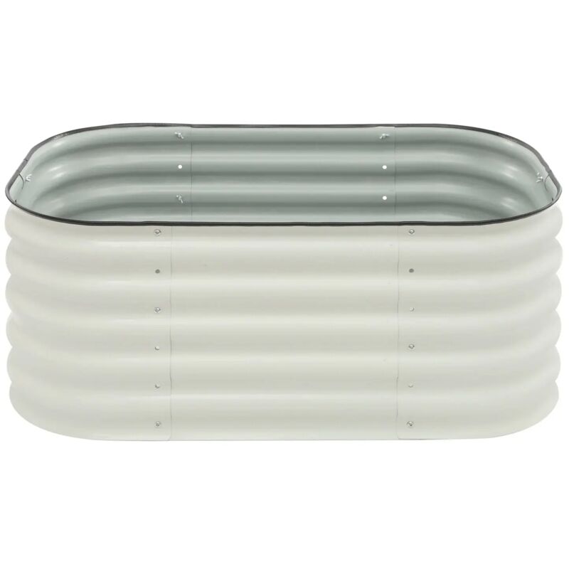 Hochbeet-Pflanzgefäß-Set, 43 cm hoch, 6-in-1 modulares Hochbeet aus Metall für Gemüse, Blumen, Terrasse, Pflanzgefäß zum Eingraben, weiß