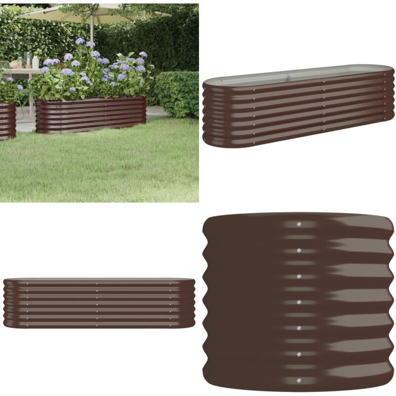 Hochbeet Pulverbeschichteter Stahl 152x40x36 cm Braun - Hochbeet - Pflanzenbehälter - Gartenmöbel - Stahltank - Balkonbepflanzung - Home & Living