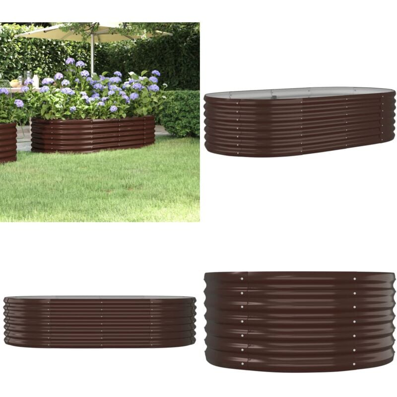 Hochbeet Pulverbeschichteter Stahl 152x80x36 cm Braun - Hochbeet - Pflanzenbehälter - Gartenmöbel - Balkonpflanzen - Stahllösung - Home & Living