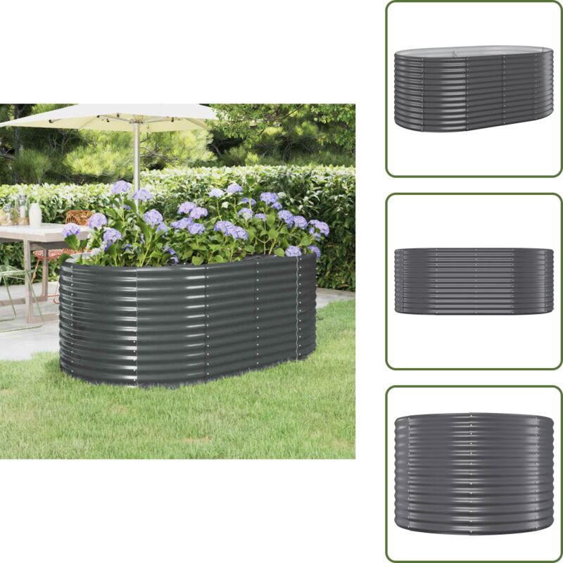 Hochbeet Pulverbeschichteter Stahl 175x100x68 cm Anthrazit - Hochbeet - Pflanzenbehälter - Gartendekoration - Stahlteich - Balkonbepflanzung