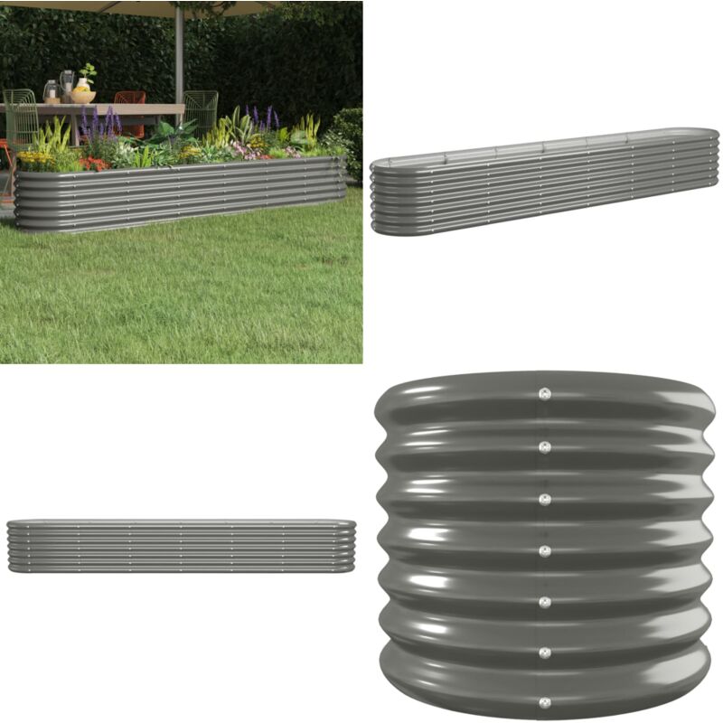 Hochbeet Pulverbeschichteter Stahl 260x40x36 cm Grau - Hochbeet - Pflanzenbehälter - Gartenmöbel - Stahltanks - Outdoor Dekoration - Home & Living