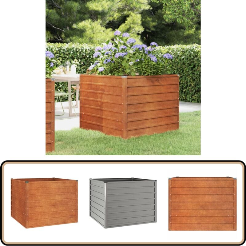 Hochbeet Rostig 100x100x77 cm Cortenstahl - Cortenstahl Hochbeet - Gartengeräte - Balkonbepflanzung - Pflanzenbehälter - Rostiges Hochbeet