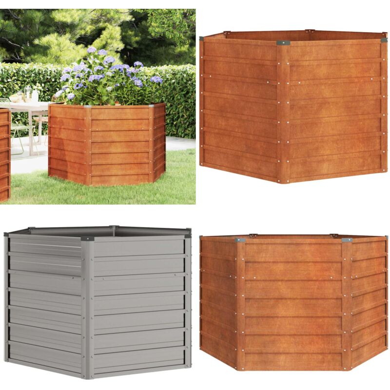 Hochbeet Rostig 129x129x77 cm Cortenstahl - Cortenstahl Hochbeet - Gartendeko - Rostoptik - Balkonbepflanzung - Pflanzenbehälter - Home & Living