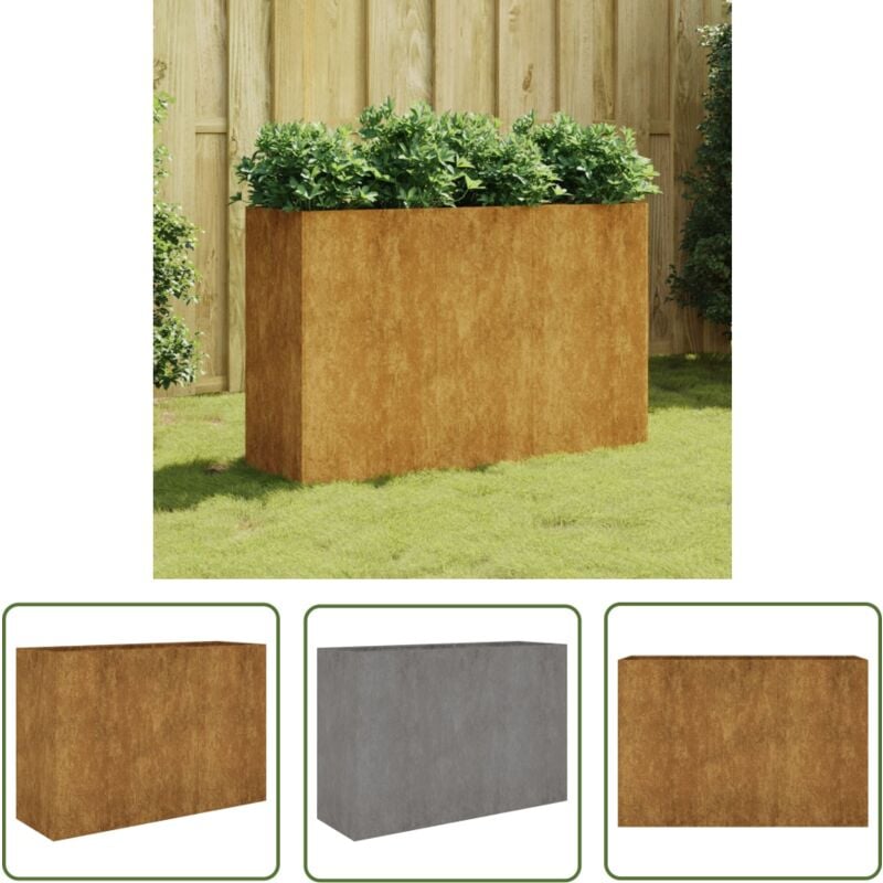 The Living Store Hochbeet 120x40x80 cm Cortenstahl - Hochbeet - Cortenstahl - Gartendeko - Pflanzgefässe - Balkonpflanzen