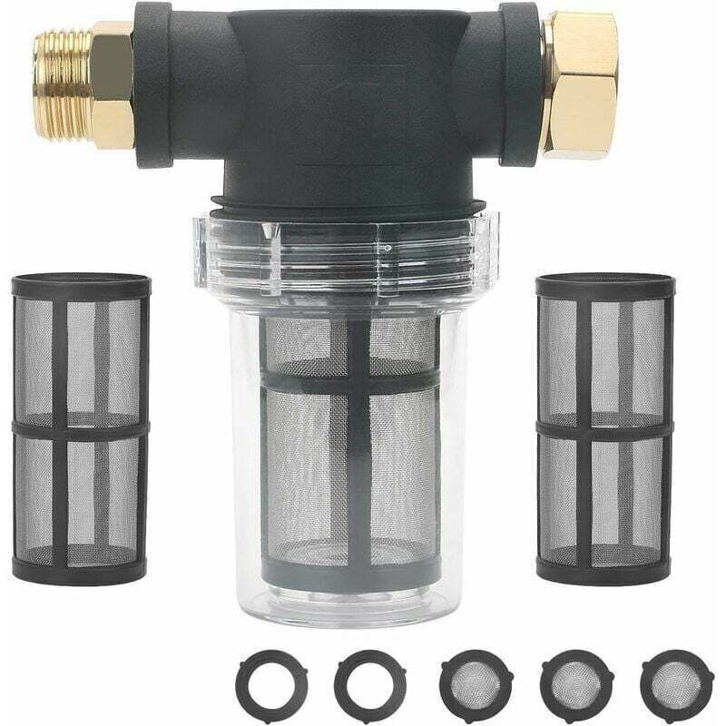 Zubehör für Hochdruckreiniger: 3/4'-Gartenfilter für Hochdruckreiniger – Sedimentfilter – Wasserfilter – Wasserfilter – mit 2 x 100-Mesh-Filtern