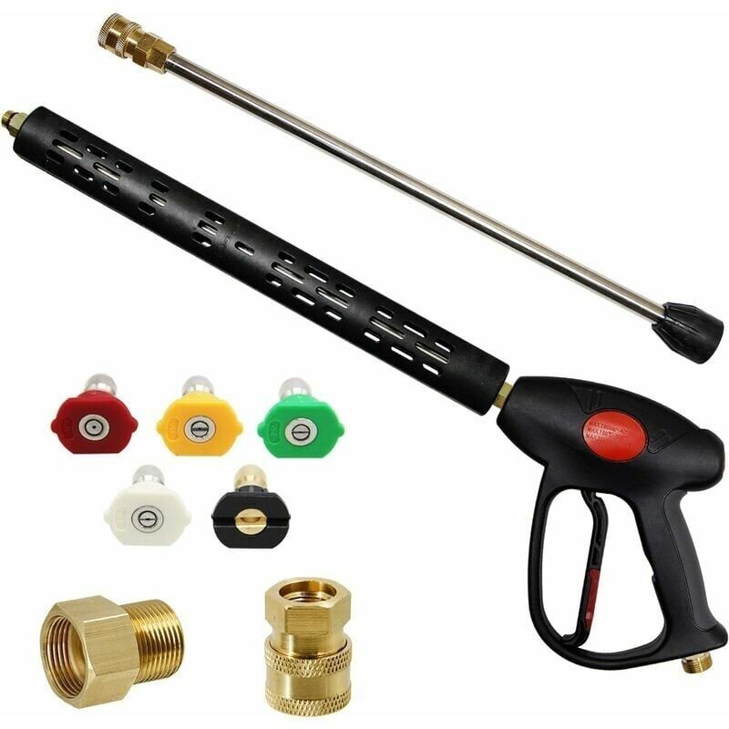 Hochdruckreiniger-Zubehör, Hochdruckreiniger-Ersatzpistole mit 16-Zoll-Verlängerungsstab, 4000 PSI, Hochdruckreiniger-Pistole mit M22-15mm- oder