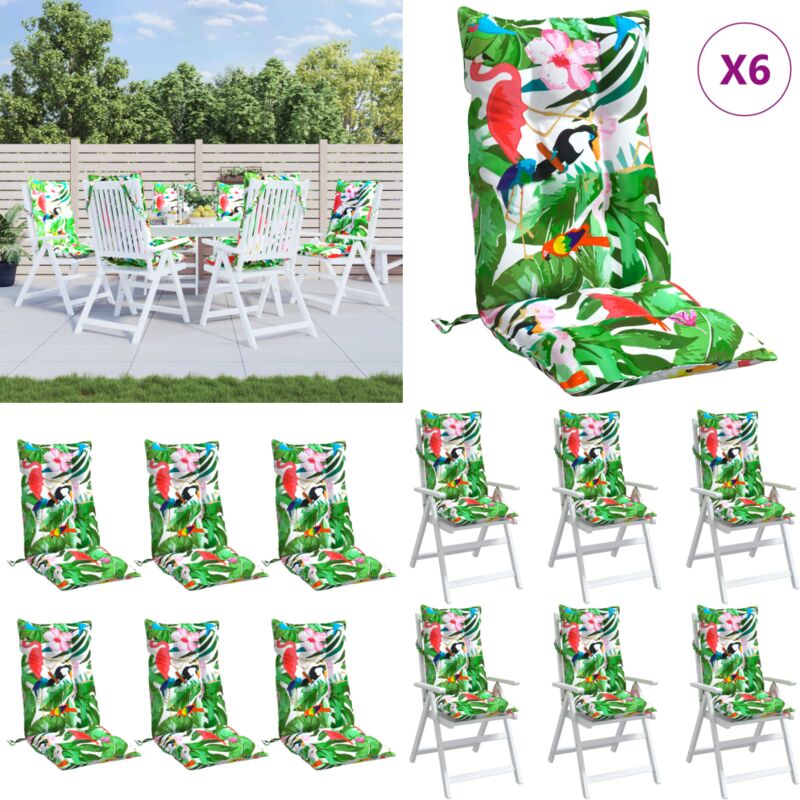 Vidaxl - Hochlehner-Auflagen 6 Stk. Mehrfarbig Oxford-Gewebe - Hochlehner Auflagen - Gartenstuhlkissen - Sitzkissen - Balkon Deko - Garten Deko