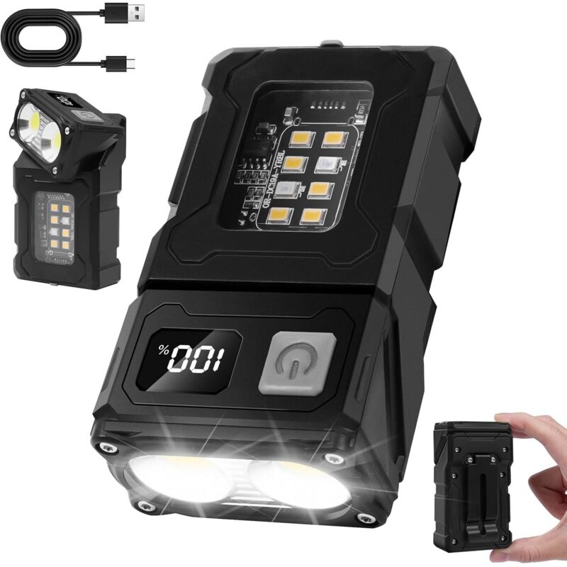 Hochleistungs-Akku-Taschenlampe, ultrahelle Mini-LED-Taschenlampe, USB-C-aufladbar, kleine EDC-Taschenlampe mit 7 Modi, wasserdicht