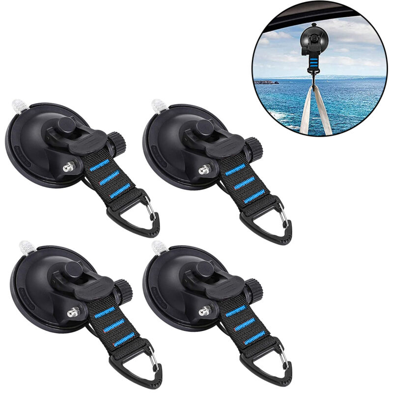 Hochleistungs-Saugnäpfe (4 Stück) mit Haken, verstärkte Befestigung für Markisen/Boote/Campingausrüstung